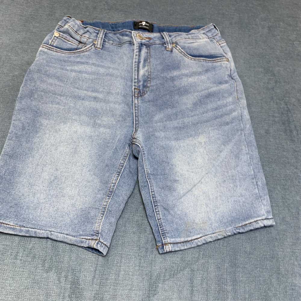 7 For All Mankind Bermuda Shorts Womens 27 Blue Denim Straight Leg 5 Pockets
